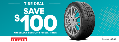 Pirelli 4 Tire $100 Mail-in Rebate 04-07-2026 through 04-20-2026